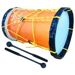 Cylindrical Musical Drums with Two Sticks