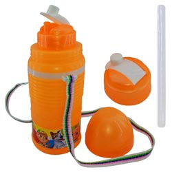 Kids Plastic Water Bottle with Straw and Button Lock-500ml approx