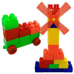 Multicolor Square Blocks with Wheels and windmills for kids