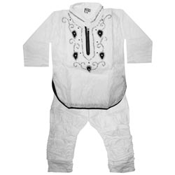 Kids Full Sleeve Kurtis set top and Bottom-WHITE