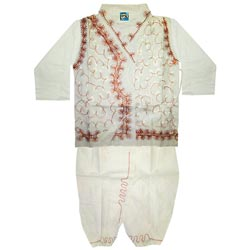 Kids Full Sleeve Kurtis set top and Bottom-WHITE