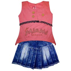 Girl Kid WESTERN Set Dress Fancy Tops & Denim Bottom(Upto 1year)