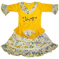 Baby Girl Puff Model Set Dress,Top & Soft Skirt(size-20/Upto 1year)