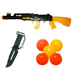 Kids Longer Machine Gun with Safety Knife(58*14*3cm)-balls,knife color may vary