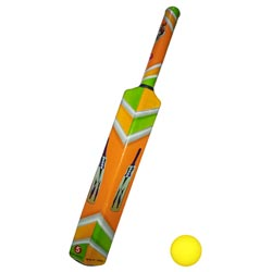 ULTRA STRONG Hard Plastic Cricket bat & Ball-print,ball color may vary