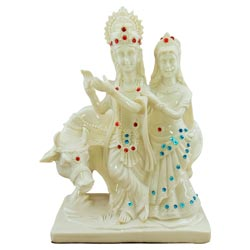 White Marble Kannan Radhai Statue