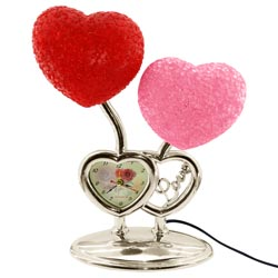 Couple Heart Table Clock with 2 different Shades of Lights