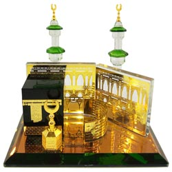 Crystal Glass Decorative Gold Plated Kaaba Mecca Showpiece-Medium Size