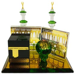 Crystal Glass Decorative Gold Plated Kaaba Mecca Showpiece-Big Size