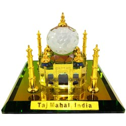 Crystal Tajmahal with Gold Plated Showpiece,Car Dashboard collectable Showpiece