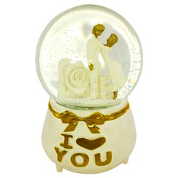 Love You Couple Globe with movable Liquid,Multiple Lights & Music