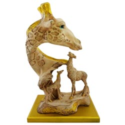 PREMIUM QUALITY Wooden Giraffe and  Calf showpiece 24*18cm