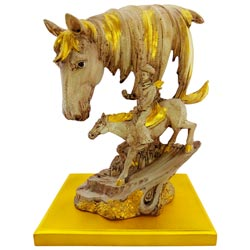 PREMIUM QUALITY Wooden Horse with Rider Showpiece