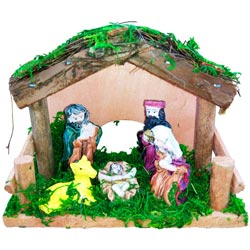 BABY JESUS in Hut with SAVIORS showpiece-15*7*11.5cm