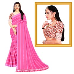 Soft and Smooth Saree with Blouse for Regular,Functions Use-PINK