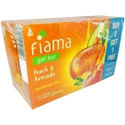 BUY 3 GET 1 FREE Fiama Gel Bar PEACH & AVOCADO for Moisturised Skin-500gm