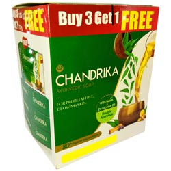 BUY 3 GET 1 FREE Chandrika Ayurvedic Soap for problem free Glowing Skin