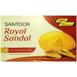 Santoor Royal Sandal for Sensitive Skin with Real Sandalwood Oil-75gm