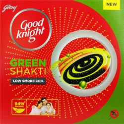 Godrej Good Knight Green Shakti 94% Natural Low Smoke Coil-10Pcs Coils