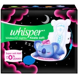 Whisper Bindazzz nights Koala Soft upto 0% Leaks-XXL+/360mm/5pads