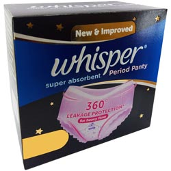 Whisper Super absorbent Period Panty for Heavy Flow/M-L/60-100cm waist/Disposabl