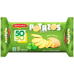 Britannia 50-50 Potazos Mint Magic Spicy Flavoured Crisps Biscuits-Pouch