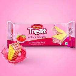 BUY 1 GET 1 FREE Britannia Treat Strawberry & Choco Creme Wafers-2N*55gm Pouch