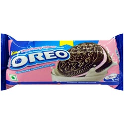 Cadbury Oreo Strawberry Creme Chocolately Sandwich Biscuits-43.75gm Pouch