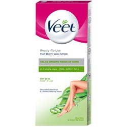 Veet Professional Half Body Wax Strips for Dry Skin with Aloe Vera-8 Strips