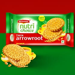 Britannia Nutri Choice Thin Arrowroot Happy Stomach Biscuits-300gm Pouch