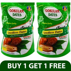 BUY 1 GET 1 FREE Gokulam Premium Quality SEEDLESS Dates-(250gm + 250gm)