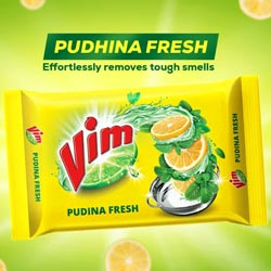 Vim Extra Anti Smell with Pudina Dish Wash Bar(Scrubber Free with 250gm Bar)