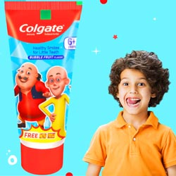 Colgate Bubble Fruit/Strawberry Flavor Kids Toothpaste-40gm(Motu Patlu Edition)