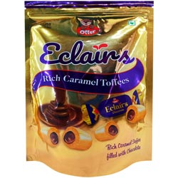 Otter Eclairs Rich caramel Toffees filled with Chocolate-370gm Pouch