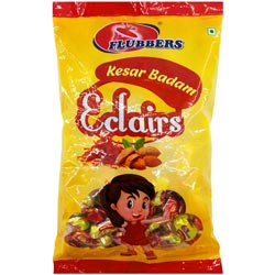 Flubbers Kesar badam Eclairs shelled Candy-400gm Pouch