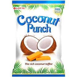 Lotte Coconut Punch Rich Coconut Toffees with 10pcs Extra-418gm/110pcs Pouch