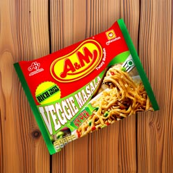 A&M Veggie Masala Rich Taste Aroma Japanese Style Twisty Noodles-70gm pouch