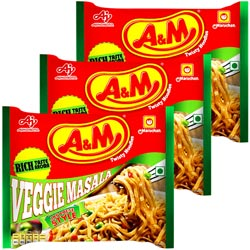 3 Packs of A&M Veggie Masala Japanese Style Twisty Noodles-3N*70gm=210gm pouch