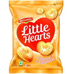 Britannia Little Hearts Classic Crunch Sugar Filled Biscuits-75gm Pouch