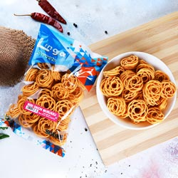 Linga Savory and Spicy Mini Onion Murukku Snacks-180gm Pouch