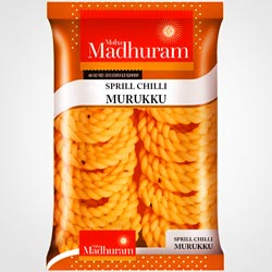 Maha madhuram Special Sprill Chilli Murukku,Savory and Spicy Snacks-17Pcs Pouch