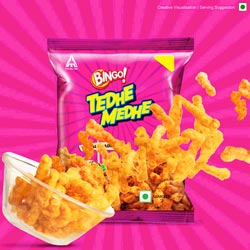 Bingo tedhe Medhe Masala Tadka Spicy Sticky Snacks-80gm Pouch