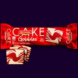 Britannia Gobbles Sliced Red Velvet Flavoured Marble Cakes-110gm Pouch