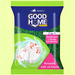 Good Home 2in1 Scrub Pad & Sponge with Aloxide,Versatile,safe on hands-9.5*7cm