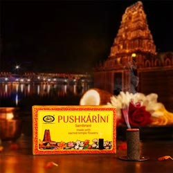 Cycle Brand Pushkarini Sambrani made with sacred Temple Flowers with Holder-10Pc