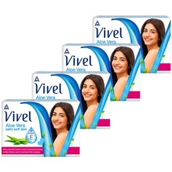 BUY 3 GET 1 FREE Vivel Aloe Vera Satin Soft Skin Soap,99.9% Germ Protection-400g