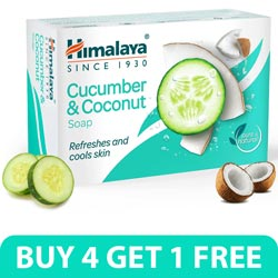 BUY 4 GET 1 FREE Himalaya Cucumber & Coconut Soap,Refreshes & Cools Skin-375g