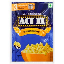 Act 2 Golden Sizzle Popcorns,3 Minutes Hot and Fresh Popcorns-30gm Pouch