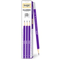 Shape Classic 2B Black Pencils Strong & Non Breakable Lead-Eraser,Sharpener FREE