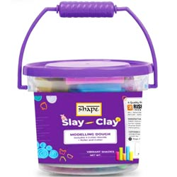 Shape Slay Clay Modelling Dough Including 4 Cutter Mould,Roller & Cutter-12 Shad